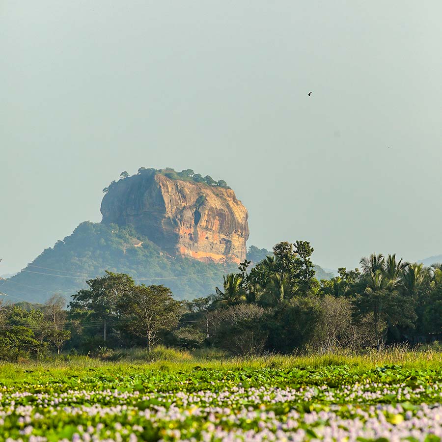 Sigiriya from the Hiriwaduna Lake